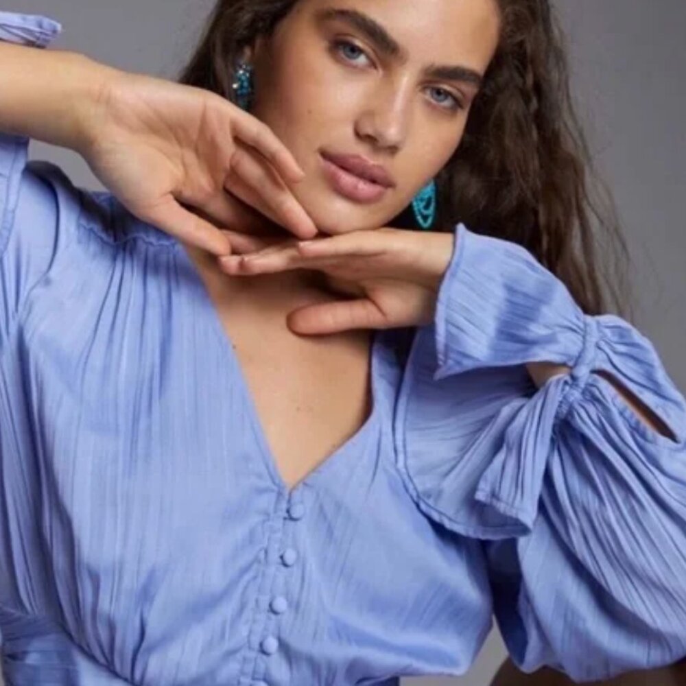 Anthropologie Silky Smocked Blouse